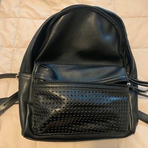 Black leather backpack